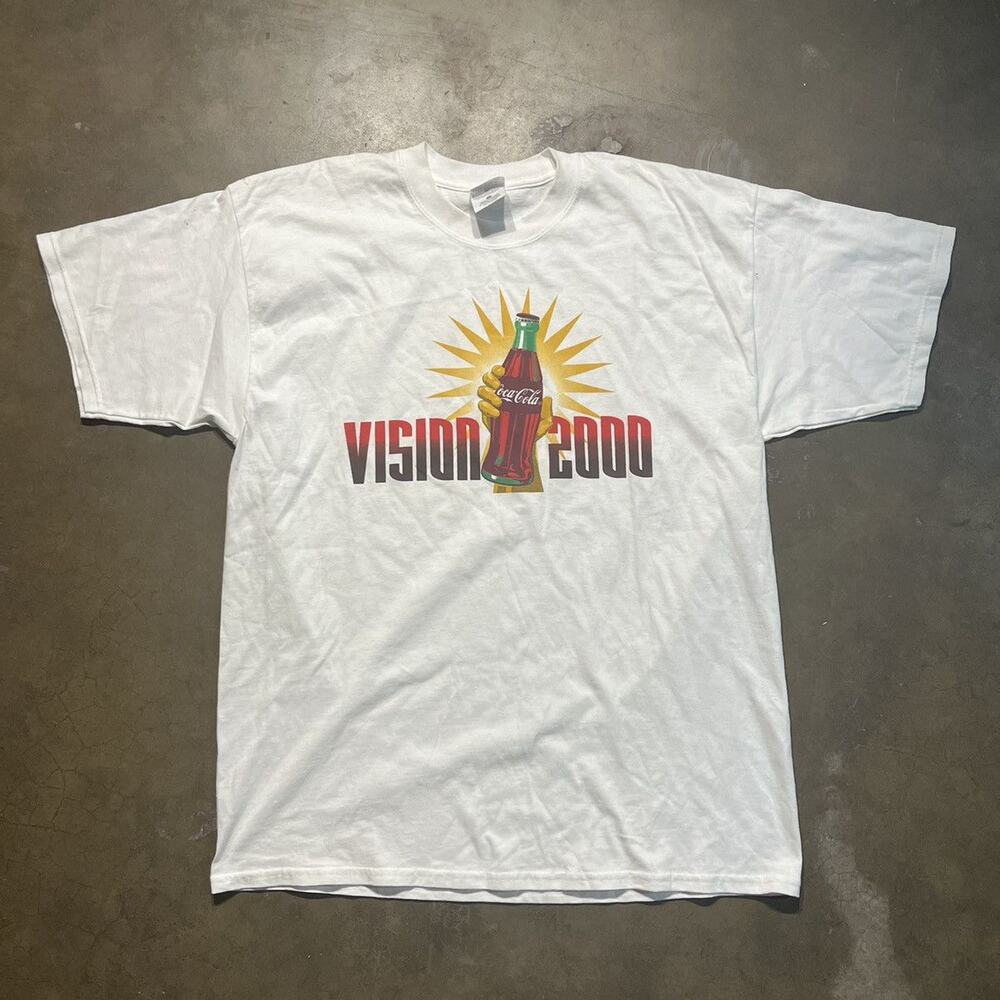 Vintage Y2k Vision 2000 Coca Cola White Promo T-Shirt